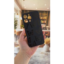 Vip Case iPhone 13 Pro Max Uyumlu Siyah Kelebek Desenli Silikon Darbe Emici Klasik Korumalı Rubber Kılıf