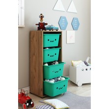 Dekozum Kids Modern Güleryüz Sepetli Oyuncak Dolabı 110 cm 4 Çekmeceli Çok Renkli Tasarım