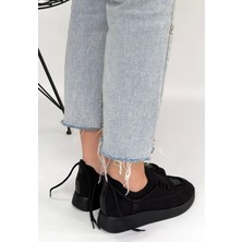 Alfaze Siyah Tabanlı Ortopedik Topuk Dikenine Karşı Özel Üretim Bağcıklı Spor Ayakkabı Siyah Topuk Boyu 2 cm