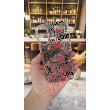 Vip Case Iphone 16 Uyumlu Love Yazı Desenli Şeffaf Darbe Emici Kamera Korumalı Clear Kılıf