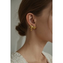 Kokoş Fiyonk Detay Çelik Küpe Gold