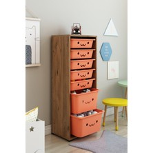 Dekozum Kids 7 Sepetli Gülücüklü Oyuncak Dolabı Oyuncak Kutusu Oyuncak Saklama Box