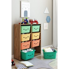 Dekozum Kids Gülen Yüzlü 8 Large Sepetli Dolap Oyuncak Dolabı Çok Amaçlı Mutfak Banyo Kiler Dolabı