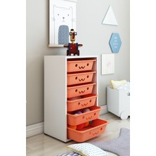 Dekozum Kids 6 Sepetli Çok Amaçlı Dolap, Mutfak Dolabı, Çocuk Oyuncak Dolabı, Oyuncak Organizer