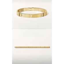 Miruva Marka Model Vidalı Desen Gold Renk Çelik Kelepçe Bileklik