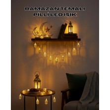 Karahanbey Altın Fener Detaylı Pilli Ramazan LED Işık Ev Dekorasyonu
