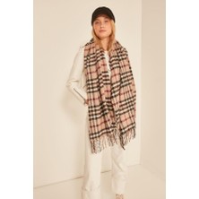 Marsel Camel Bordo Renkli  Ekose Yumuşak Şal Atkı