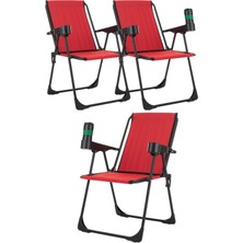 Dekozum 3 Adet Kamp Sandalyesi, Katlanır Kamp Sandalyesi, Bardaklıklı Kamp Sandalyesi,plaj Piknik Sandalyesi