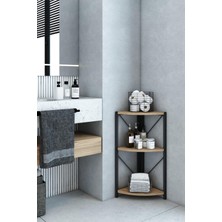 Dekozum 3 Raflı Metal Köşe Banyo Rafı Dekoratif Aksesuar Rafı