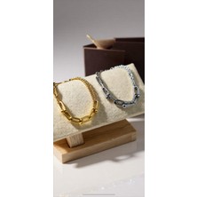 Kokoş Bileklik Zincir Detay Gümüş Renk