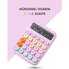 PremiumPort Renkli 12 Haneli Yuvarlak Tuşlu Pembe Çok Fonksiyonlu Hesap Makinesi