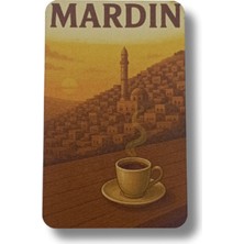 Özbience Mardin Temalı Resimli Ahşap Buzdolabı Magneti, Şık ve Renkli Dekorasyon