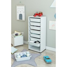 Dekozum Kids 8 Sepetli Oyuncak Dolabı Organizer Saklama Depolama Box Beyaz Beyaz