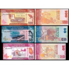 Özbience Sri Lanka 20-50-100 Rupee 3'lü Set 2019-2022 Eski Yabancı Kağıt Para