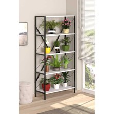 Dekozum 5 Raflı Metal  Çiçeklik Modern Saksı ve Dekoratif Eşya Standı Şık ve Dayanıklı Tasarım 180 cm