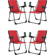 Dekozum 4 Adet Kamp Sandalyesi, Katlanır Kamp Sandalyesi, Bardaklıklı Kamp Sandalyesi,plaj Piknik Sandalyesi