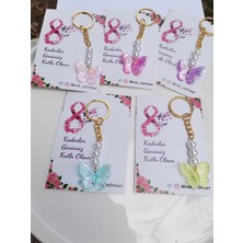 Minik Adımlar 8 Mart Dünya Kadınlar Günü Hediyesi Inci Kelebek Figürlü Anahtarlık Çanta Süsü