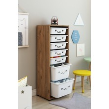 Dekozum Kids 7 Sepetli Gülücüklü Oyuncak Dolabı Oyuncak Kutusu Oyuncak Saklama Box