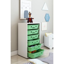 Dekozum Kids 6 Sepetli Gülenyüzlü Oyuncak Dolabı Organizeri Oyuncak Kutusu Oyuncak Box