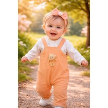 Babies Kız Bebek Ayıcık Cepli Salopet Tulum – Yumuşak Pamuklu, Günlük ve Özel Gün Kullanımı (3 Ay 6 Ay 9 Ay)