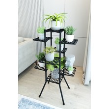 Dekozum Alin 8'li Çiçeklik, 8 Raflı Saksı Standı, 8 Raflı Plastik Saksılık, Dekoratif Saksılık