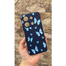 Vip Case Infinix Note 30 Uyumlu Mavi Kelebek Desenli Silikon Darbe Emici Klasik Korumalı Rubber Kılıf
