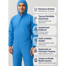 White Guard Mavi Tulum, Kapüşonlu Tek Kullanımlık Sms Koruyucu Tulum