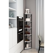 Dekozum 6 Raflı Metal Köşe Mutfak Rafı Dekoratif Çok Amaçlı Raf 180 cm