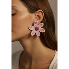 Kokoş Çiçek Detay Pembe Küpe Model Zra