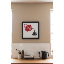 Runc Design Woodart Tasarım Ahşap Mutfak Dekoru - Kırmızı Çaydanlık Temalı Duvar Panosu