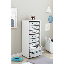 Dekozum Kids Modern Tasarımlı 8 Sepetli Gülenyüzlü Oyuncak Dolabı 109 cm Çok Renkli Organizer