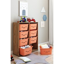 Dekozum Kids Gülen Yüzlü 8 Large Sepetli Dolap Oyuncak Dolabı Çok Amaçlı Mutfak Banyo Kiler Dolabı