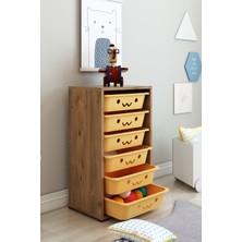 Dekozum Kids 6 Sepetli Çok Amaçlı Dolap, Mutfak Dolabı, Çocuk Oyuncak Dolabı, Oyuncak Organizer