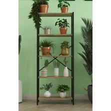 Dekozum 5 Raflı Dekoratif Çiçeklik Raf Metal ve Ahşap Çok Katlı Saksılık 150 cm