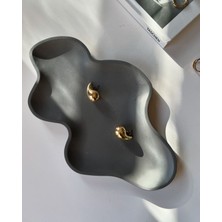 Özalp Decor Dekoratif Tabak -Dalga Formunda Sunum Tepsisi-Iskandinav Siyah Tepsi