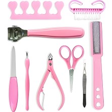 Layfhex 10 Parça Tırnak Manikür Pedikür Seti Tırnak Makası Komedon Cımbız Törpü Seti