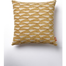 The Kun Jakarlı Dokuma Geometrik Desenli Kırlent Kılıfı-Sarı