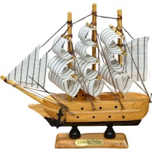 Özbience El Yapımı Ahşap Yelkenli Gemi Dekoratif Süs, Retro Denizcilik Teması, 15,5 cm