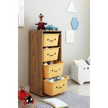 Dekozum Kids 4 Large Oyuncak Dolabı Modern Çok Renkli Tasarım 110 cm Yükseklik 45 cm Derinlik