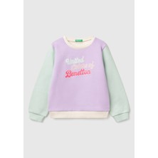 United Colors Of Benetton Mix Kadın / Kız Kk_simli Benetton Logo Baskılı Bisiklet Yaka Sweatshirt Model Kodu: ( 3J70G10HX903)