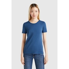 United Colors Of Benetton Mavi Kadın / Kız BN_%100 Koton Basic Kısa Kollu Bisiklet Yaka T-Shirt Model Kodu: ( 3GA2E16A02K3)