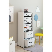 Dekozum Kids 7 Sepetli Gülücüklü Oyuncak Dolabı Oyuncak Kutusu Oyuncak Saklama Box