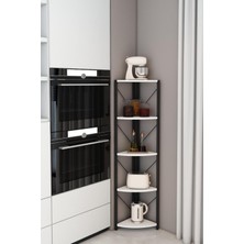 Dekozum 5 Raflı Metal Köşe Mutfak Rafı Dekoratif Aksesuar Rafı