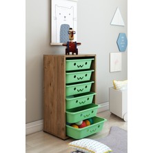 Dekozum Kids 6 Sepetli Çok Amaçlı Dolap, Mutfak Dolabı, Çocuk Oyuncak Dolabı, Oyuncak Organizer