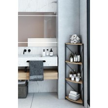 Dekozum 4 Raflı Banyo Rafı Köşe Metal Çok Amaçlı Dekoratif Raf