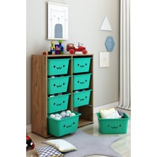 Dekozum Kids Gülen Yüzlü 8 Large Sepetli Dolap Oyuncak Dolabı Çok Amaçlı Mutfak Banyo Kiler Dolabı