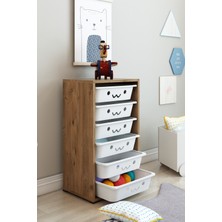 Dekozum Kids 6 Sepetli Çok Amaçlı Dolap, Mutfak Dolabı, Çocuk Oyuncak Dolabı, Oyuncak Organizer