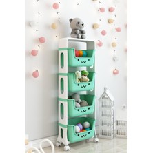 Dekozum 4 Katlı Oyuncak Dolabı, Oyuncak Organizeri, Sepetli Oyuncak Dolabı