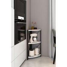 Dekozum 3 Raflı Köşe Mutfak Rafı Metal Köşe Rafı Dekoratif Aksesuar Rafı