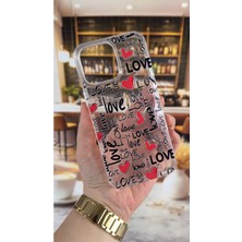Vip Case Iphone 15 Pro Max Uyumlu Love Yazı Desenli Şeffaf Darbe Emici Kamera Korumalı Clear Kılıf